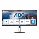Monitor Curvo AOC CU34V5CWBK LED 34, 3440x1440 Ultra Wide Quad HD, FreeSync, 100Hz, HDMIDisplayPort, Bocinas Integradas, Negro